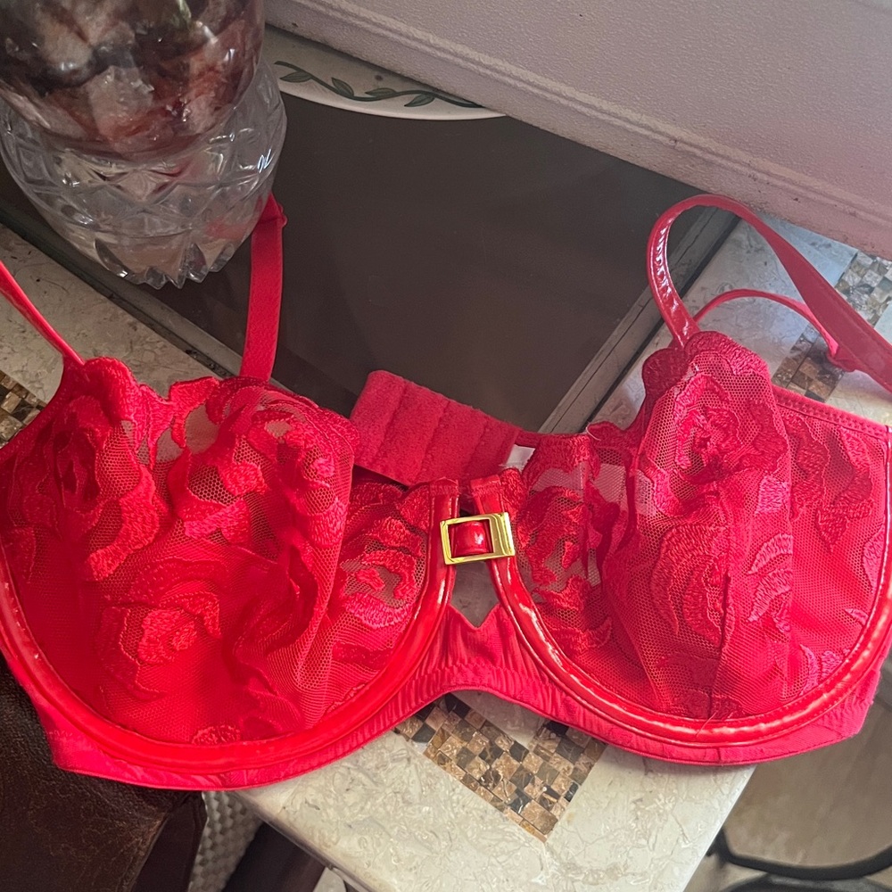 Soft Lacey flirty strawberry red push up bra 34D New no tags
